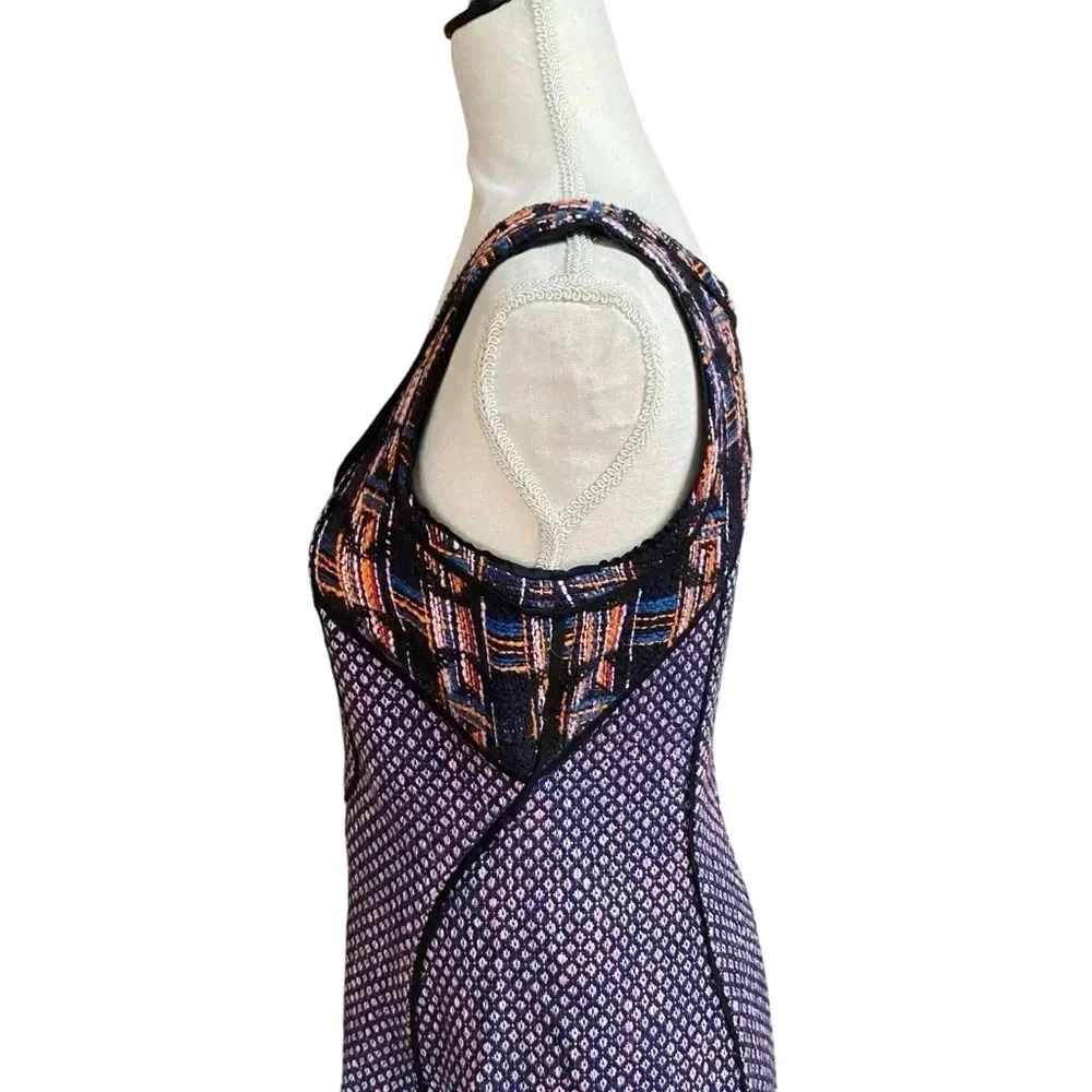 Rachel Rachel Roy Purple Navy Geometric Zip Front Knit Mini Dress Size 6